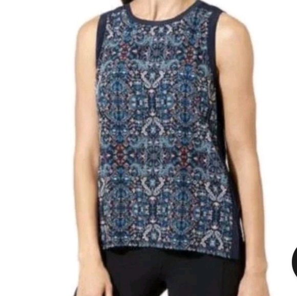Athleta Tops - Athleta Women's Navy Blue floral Tapestry Mixed Media Tank Top Sleeveless Size S